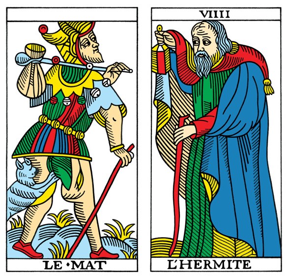 Tarot-Karten: Der Narr und Der Eremit